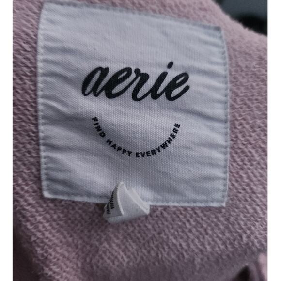 Aerie Sweatshirt Women's XS Pink 1/4 Zip Turtle Neck Ribbed Oversized - Picture 5 of 7